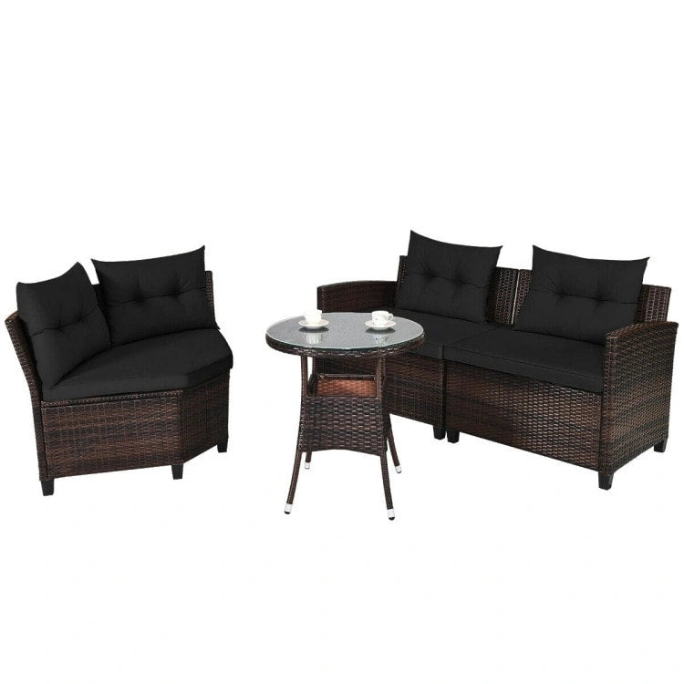 4 Pcs Furniture Patio Set Outdoor Wicker Sofa Set - 31.5 x 25.5 x 29 (L x W x H)