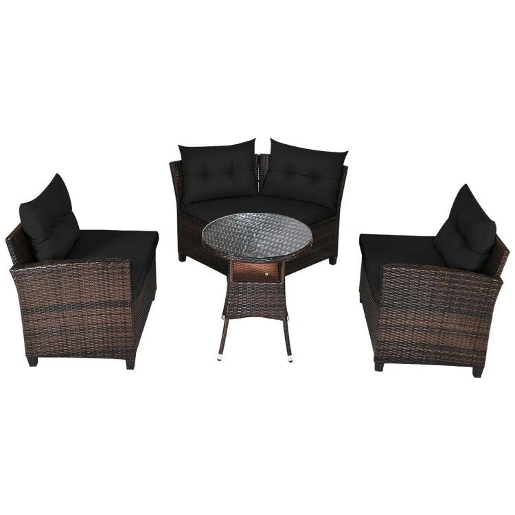 4 Pcs Furniture Patio Set Outdoor Wicker Sofa Set - 31.5 x 25.5 x 29 (L x W x H)