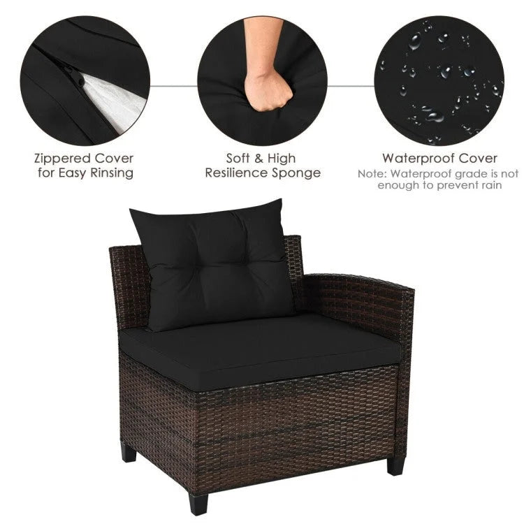 4 Pcs Furniture Patio Set Outdoor Wicker Sofa Set - 31.5 x 25.5 x 29 (L x W x H)