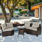 4 Pcs Furniture Patio Set Outdoor Wicker Sofa Set - 31.5 x 25.5 x 29 (L x W x H)