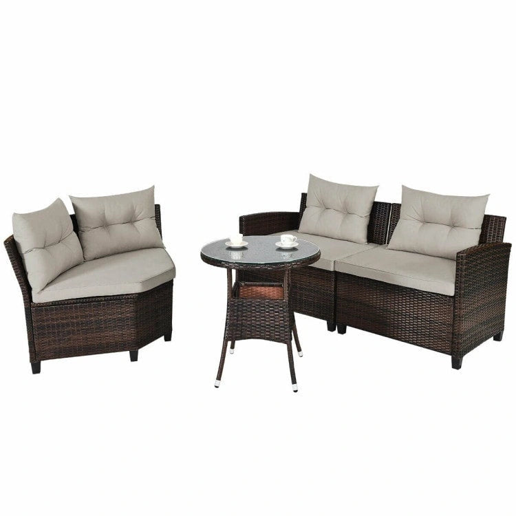 4 Pcs Furniture Patio Set Outdoor Wicker Sofa Set - 31.5 x 25.5 x 29 (L x W x H)