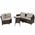 4 Pcs Furniture Patio Set Outdoor Wicker Sofa Set - 31.5 x 25.5 x 29 (L x W x H)