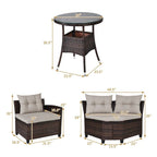 4 Pcs Furniture Patio Set Outdoor Wicker Sofa Set - 31.5 x 25.5 x 29 (L x W x H)
