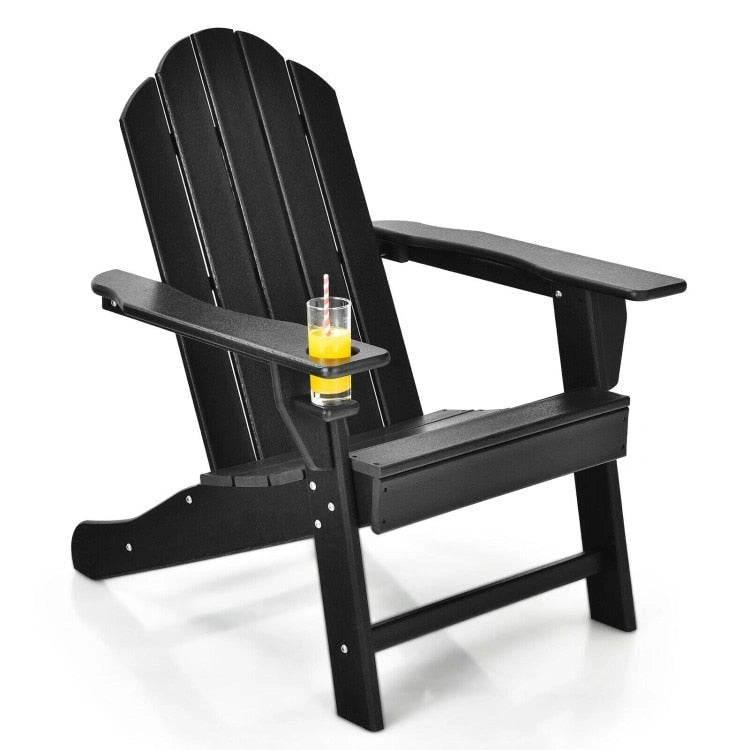 Outdoor Adirondack Chair with Built-in Cup Holder for Backyard Porch - 34 x 31 x 37 (L x W x H)