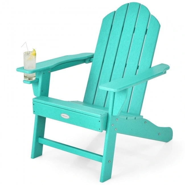 Outdoor Adirondack Chair with Built-in Cup Holder for Backyard Porch - 34 x 31 x 37 (L x W x H)