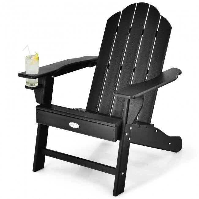 Outdoor Adirondack Chair with Built-in Cup Holder for Backyard Porch - 34 x 31 x 37 (L x W x H)