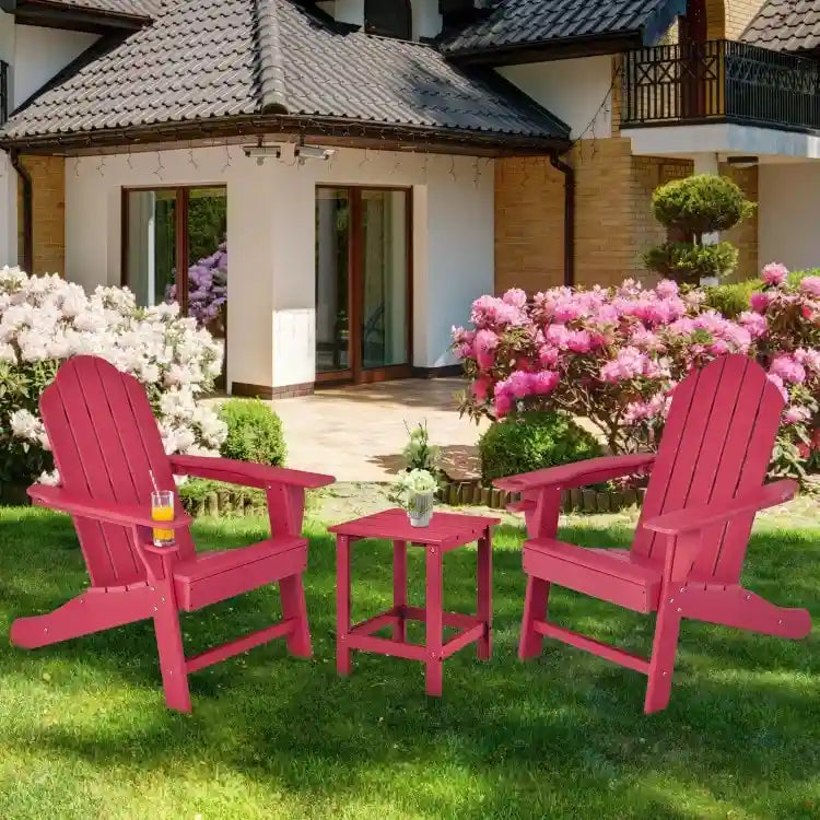 Outdoor Adirondack Chair with Built-in Cup Holder for Backyard Porch - 34 x 31 x 37 (L x W x H)