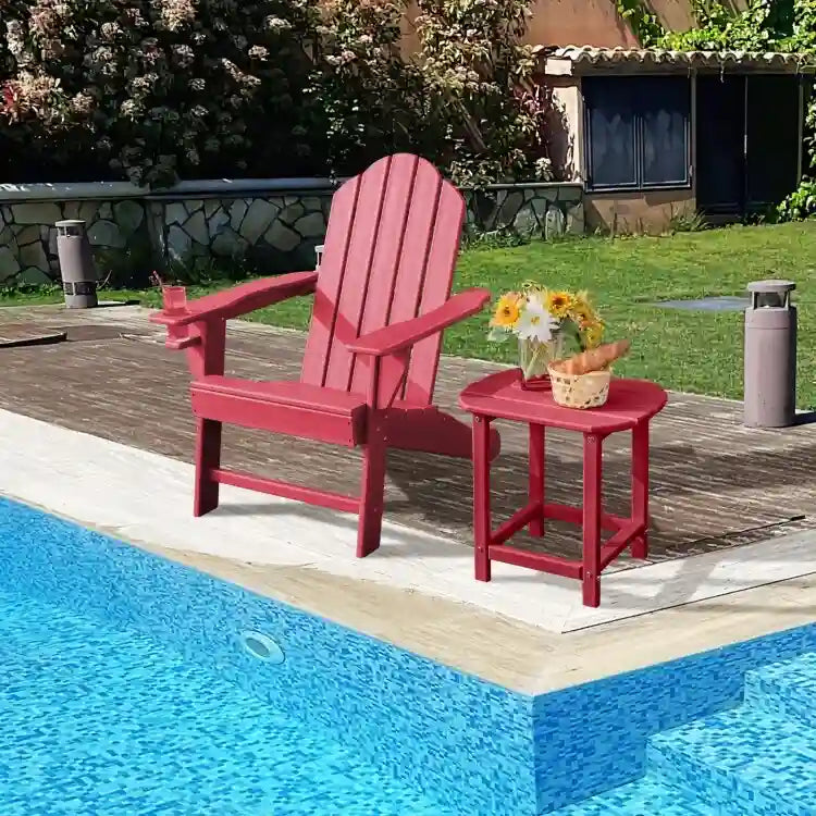 Outdoor Adirondack Chair with Built-in Cup Holder for Backyard Porch - 34 x 31 x 37 (L x W x H)