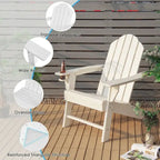 Outdoor Adirondack Chair with Built-in Cup Holder for Backyard Porch - 34 x 31 x 37 (L x W x H)
