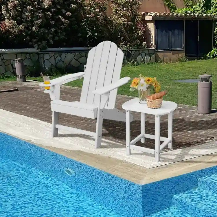 Outdoor Adirondack Chair with Built-in Cup Holder for Backyard Porch - 34 x 31 x 37 (L x W x H)