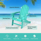 Outdoor Adirondack Chair with Built-in Cup Holder for Backyard Porch - 34 x 31 x 37 (L x W x H)