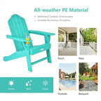 Outdoor Adirondack Chair with Built-in Cup Holder for Backyard Porch - 34 x 31 x 37 (L x W x H)