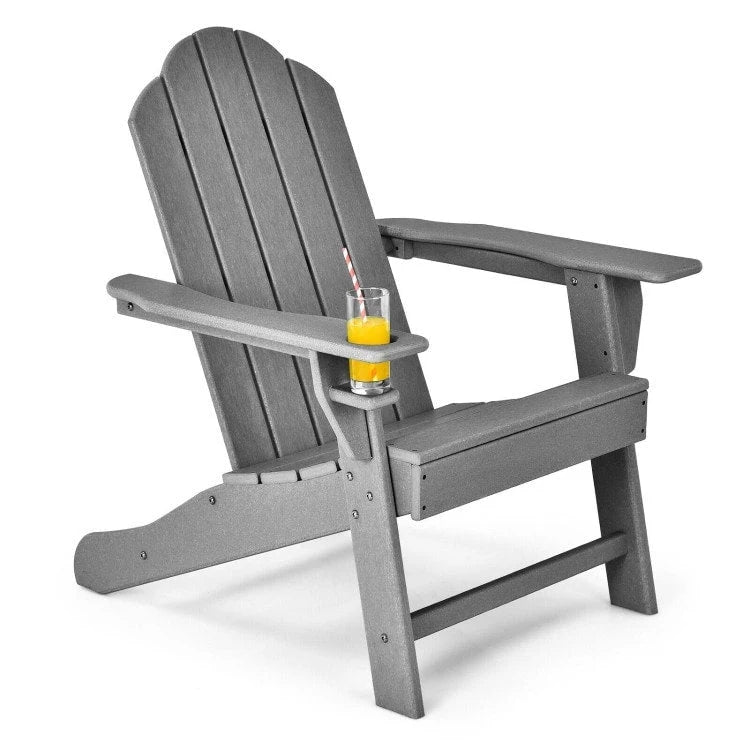 Outdoor Adirondack Chair with Built-in Cup Holder for Backyard Porch - 34 x 31 x 37 (L x W x H)