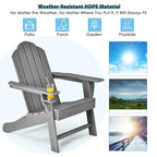 Outdoor Adirondack Chair with Built-in Cup Holder for Backyard Porch - 34 x 31 x 37 (L x W x H)
