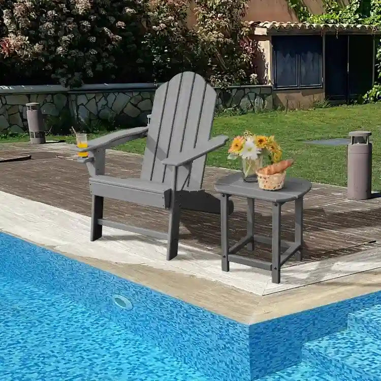 Outdoor Adirondack Chair with Built-in Cup Holder for Backyard Porch - 34 x 31 x 37 (L x W x H)