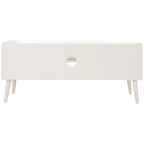 47 in. Mid-Century TV Stand with Open Shelf and 2 Doors – Distressed White / Black / Distressed Grey / Brown