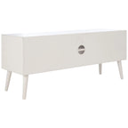 47 in. Mid-Century TV Stand with Open Shelf and 2 Doors – Distressed White / Black / Distressed Grey / Brown