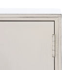 47 in. Mid-Century TV Stand with Open Shelf and 2 Doors – Distressed White / Black / Distressed Grey / Brown