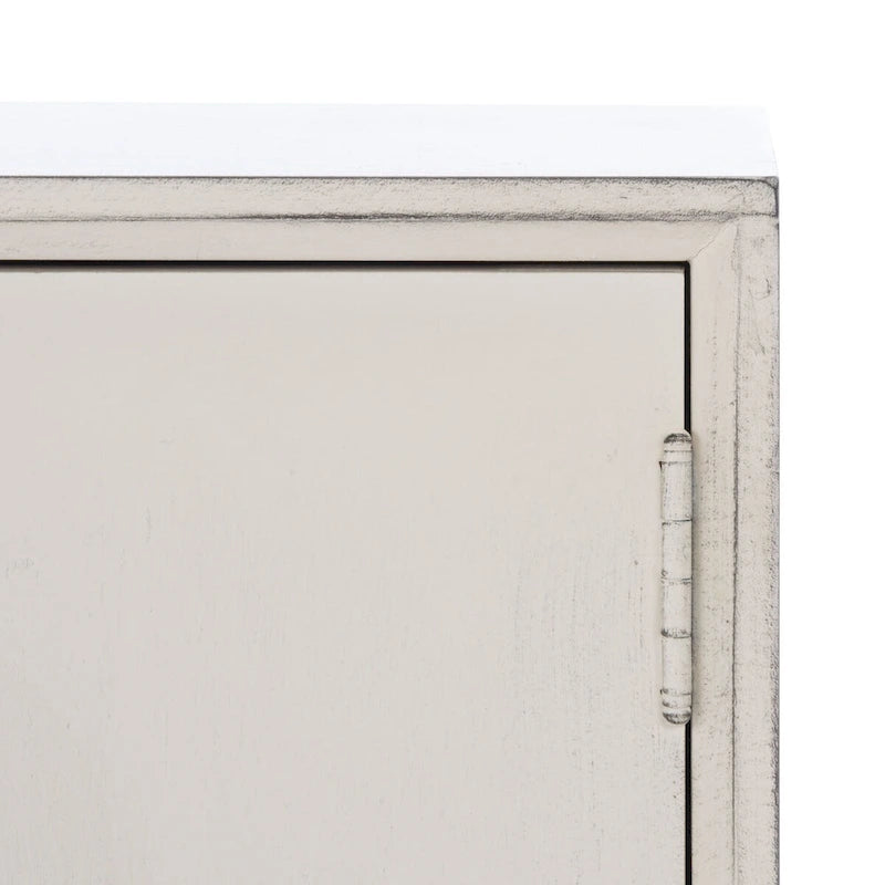 47 in. Mid-Century TV Stand with Open Shelf and 2 Doors – Distressed White / Black / Distressed Grey / Brown