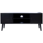 47 in. Mid-Century TV Stand with Open Shelf and 2 Doors – Distressed White / Black / Distressed Grey / Brown