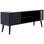 47 in. Mid-Century TV Stand with Open Shelf and 2 Doors – Distressed White / Black / Distressed Grey / Brown