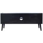 47 in. Mid-Century TV Stand with Open Shelf and 2 Doors – Distressed White / Black / Distressed Grey / Brown