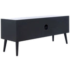 47 in. Mid-Century TV Stand with Open Shelf and 2 Doors – Distressed White / Black / Distressed Grey / Brown