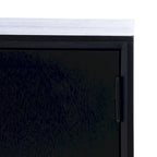 47 in. Mid-Century TV Stand with Open Shelf and 2 Doors – Distressed White / Black / Distressed Grey / Brown