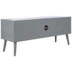 47 in. Mid-Century TV Stand with Open Shelf and 2 Doors – Distressed White / Black / Distressed Grey / Brown