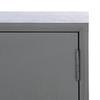 47 in. Mid-Century TV Stand with Open Shelf and 2 Doors – Distressed White / Black / Distressed Grey / Brown