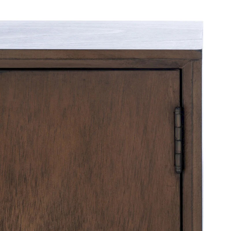 47 in. Mid-Century TV Stand with Open Shelf and 2 Doors – Distressed White / Black / Distressed Grey / Brown