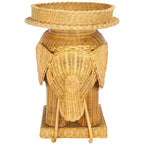 Rattan Elephant Side Table with Built-In Tray – Natural / Grey, Eclectic Style