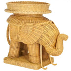 Rattan Elephant Side Table with Built-In Tray – Natural / Grey, Eclectic Style
