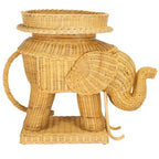 Rattan Elephant Side Table with Built-In Tray – Natural / Grey, Eclectic Style
