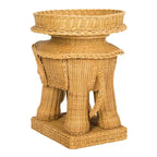 Rattan Elephant Side Table with Built-In Tray – Natural / Grey, Eclectic Style