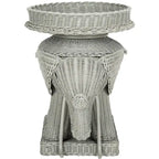 Rattan Elephant Side Table with Built-In Tray – Natural / Grey, Eclectic Style