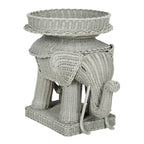 Rattan Elephant Side Table with Built-In Tray – Natural / Grey, Eclectic Style