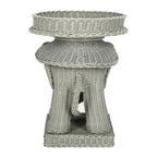 Rattan Elephant Side Table with Built-In Tray – Natural / Grey, Eclectic Style