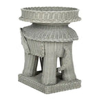 Rattan Elephant Side Table with Built-In Tray – Natural / Grey, Eclectic Style