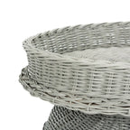 Rattan Elephant Side Table with Built-In Tray – Natural / Grey, Eclectic Style