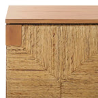 4-Door Banana Stem Woven Sideboard with Mahogany Frame – Black/Natural / Natural