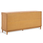 4-Door Banana Stem Woven Sideboard with Mahogany Frame – Black/Natural / Natural