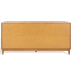 4-Door Banana Stem Woven Sideboard with Mahogany Frame – Black/Natural / Natural