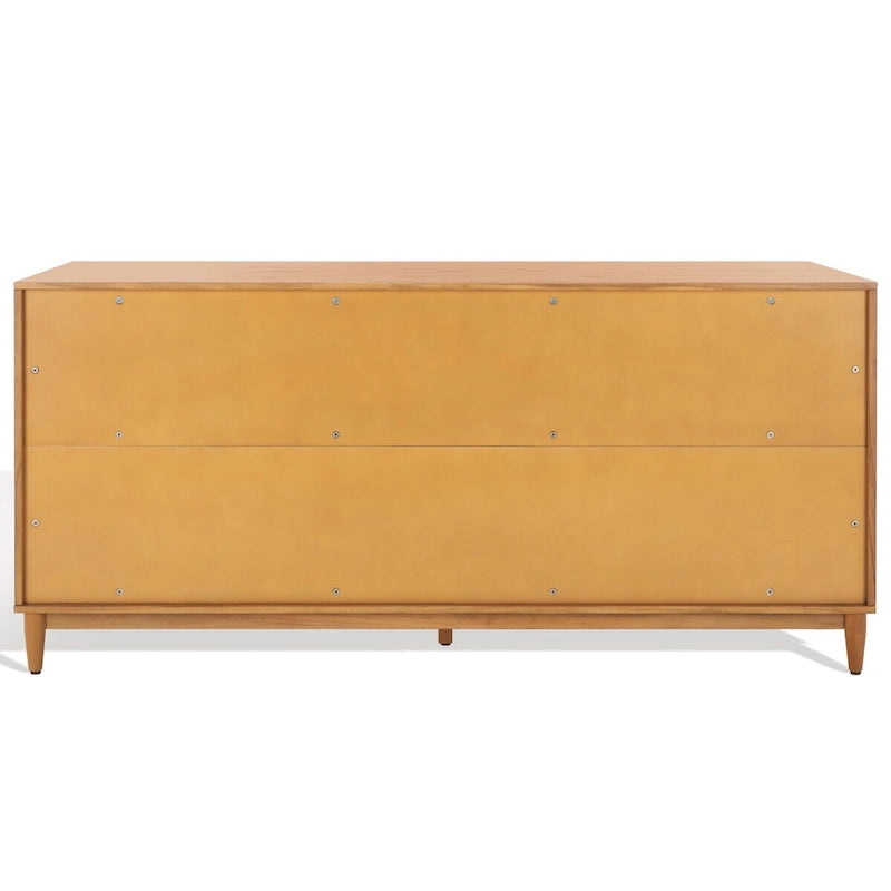 4-Door Banana Stem Woven Sideboard with Mahogany Frame – Black/Natural / Natural