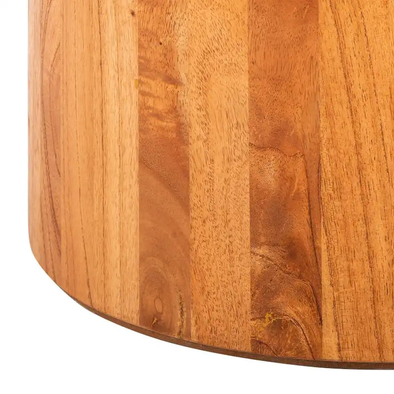 Round Pedestal Coffee Table – Natural / Dark Oak / Black / Black & White Wash, Farmhouse Style