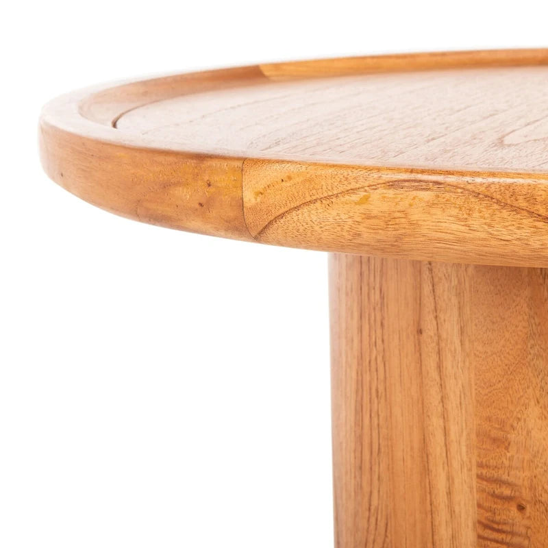 Round Pedestal Coffee Table – Natural / Dark Oak / Black / Black & White Wash, Farmhouse Style
