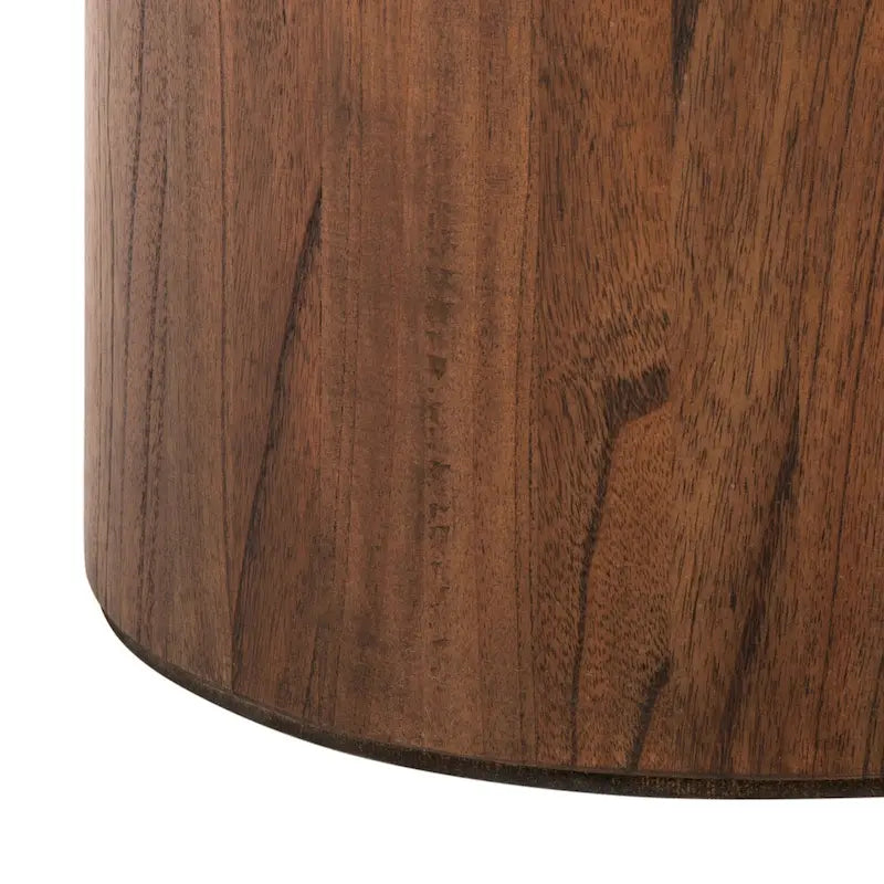 Round Pedestal Coffee Table – Natural / Dark Oak / Black / Black & White Wash, Farmhouse Style