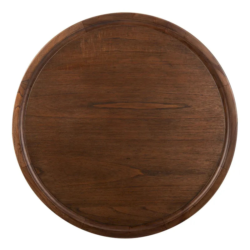 Round Pedestal Coffee Table – Natural / Dark Oak / Black / Black & White Wash, Farmhouse Style