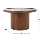Round Pedestal Coffee Table – Natural / Dark Oak / Black / Black & White Wash, Farmhouse Style
