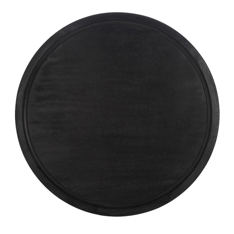 Round Pedestal Coffee Table – Natural / Dark Oak / Black / Black & White Wash, Farmhouse Style